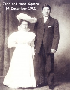 square (john) & cardenga (anna antonia) 1905 marriage photo