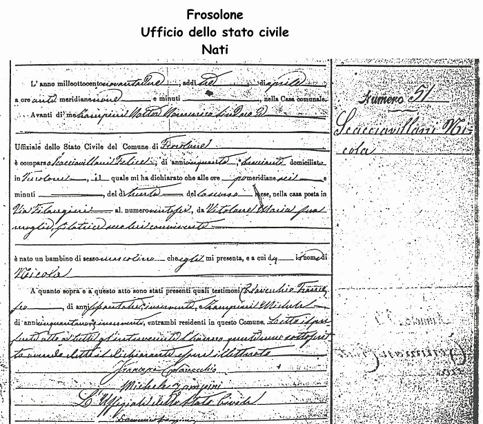 square (nicola) 1892 birth record