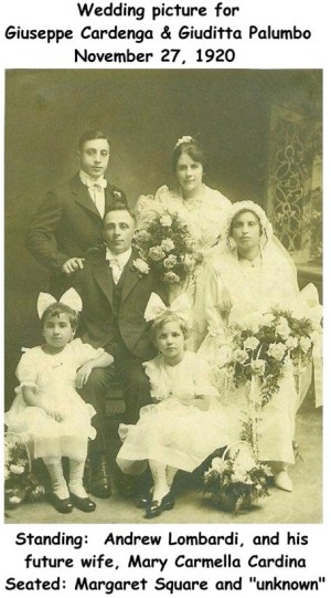 Cardina (Joe) & Palumbo (Giuitta) 1920 marriage photo