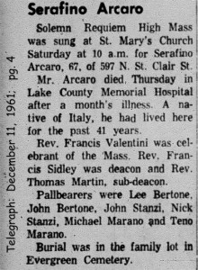arcaro (serafino) 1961 obituary-rites