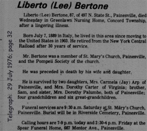 bertone (liberato) 1976 obituary