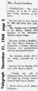 cardegna (madelena fasciano) 1968 obituary