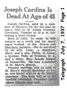 cardina (giuseppe) 1937 obituary