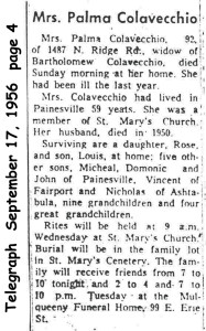 colavecchio (palma decristofaro) 1956 obituary