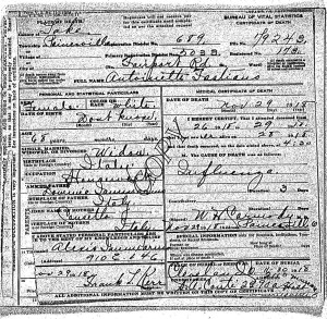 fasciano (antonia iammarino) 1918 death certificate