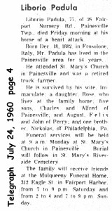 padula (liborio) 1960 obituary