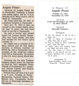 pisani (angelo) 1997 obituary