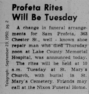 profeta salvatore) 1950 obituary-rites