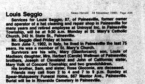 seggio (luigi) 1989 obituary
