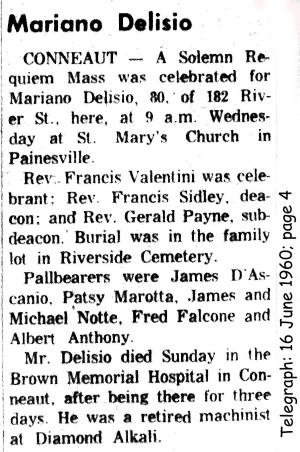 delisio (mariano) 1960 obituary-rites