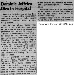 giuffre (domenico) 1945 obituary