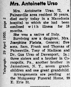 urso (antonia pustiro) 1955 obituary