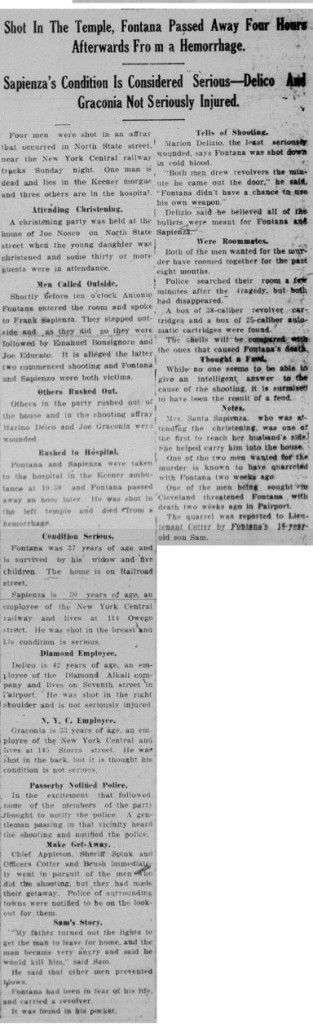 fontana (antonio) 1921 death - newspaper article
