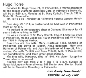 torre (hugo) 1989 obituary