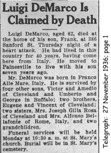 demarco (luigi) 1936 obituary