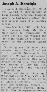 stanziale (giuseppe) 1952 obituary