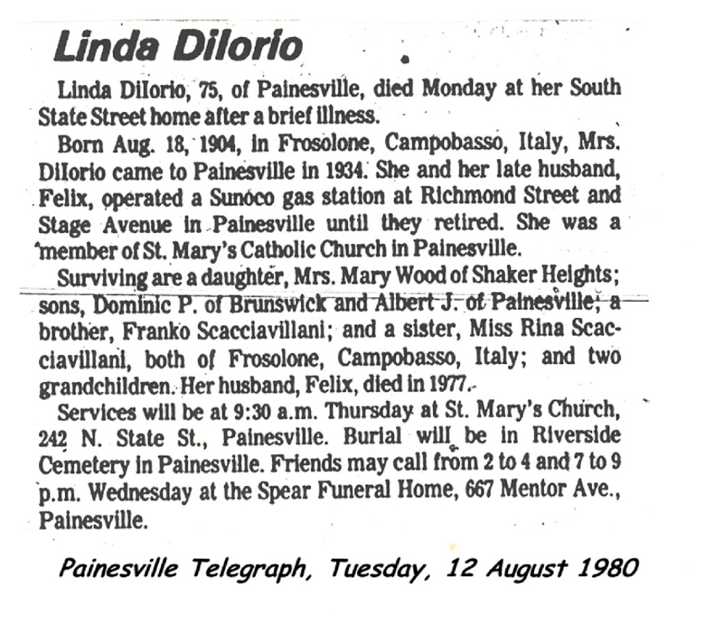 diiorio (florinda scacciavillani) 1980 obituary