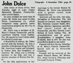 dolce (giovanni) 1981 obituary
